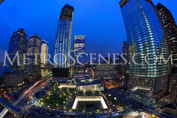 9/11 Memorial at night