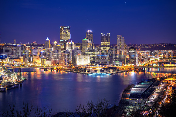 Pittsburgh Skyline from West End Overlook on the first day of 2015