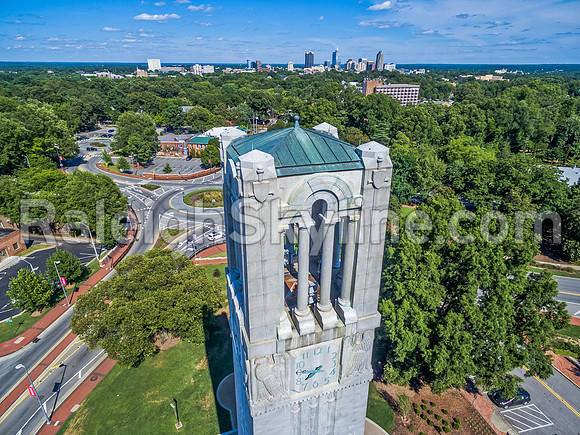 North Carolina State Belltower with Downtown Raleigh