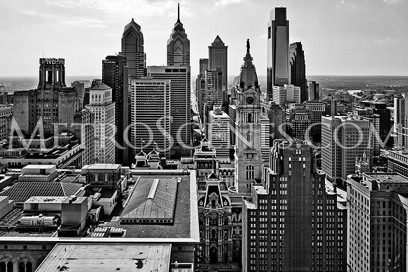 Philadephia Skyline Black and White