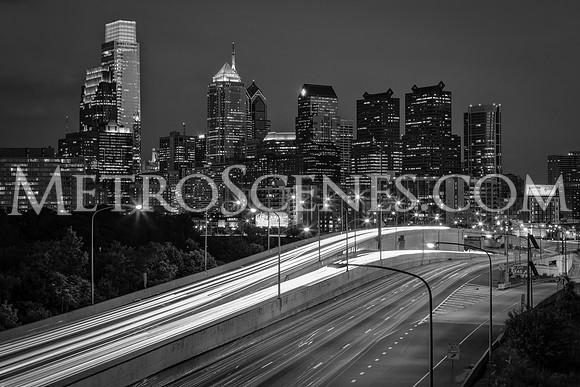 Philadephia Skyline Black and White