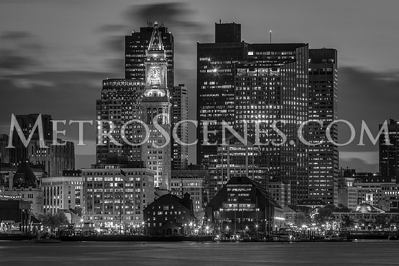 Boston Skyline Black and White