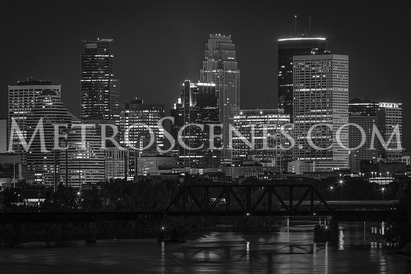 Minneapolis Skyline Black and White