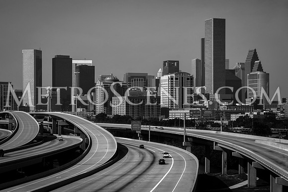 Houston Skyline Black and White