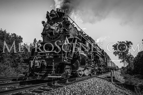 765 Steam Locomotive Black and White