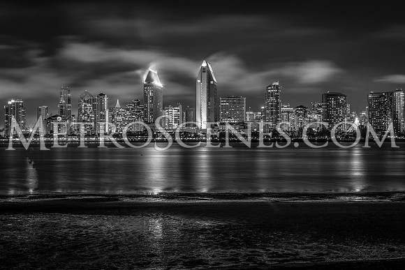 San Diego Skyline Black and White