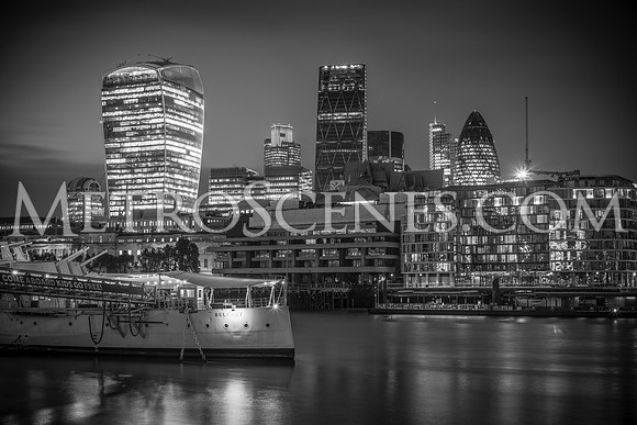 City of London Skyline Black and White