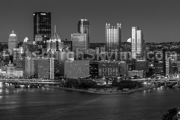 Pittsburgh Moonrise Black and White