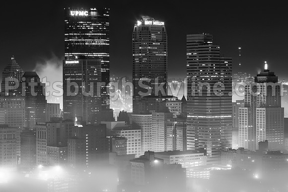 Foggy Pittsburgh Black and White