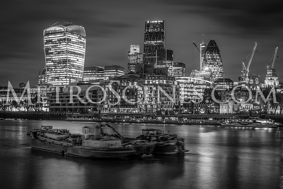 London Skyline Black and White