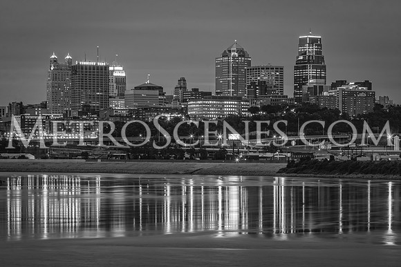 Kansas City Skyline Black and White
