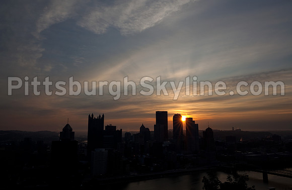 Sunburst behind the Pittsburgh Skyline