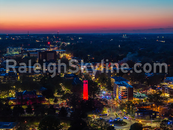 NC State Bell Tower at sunset after NCSU makes the Final Four