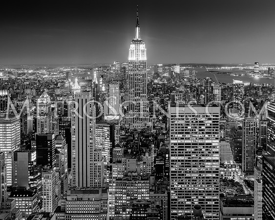Empire State Building at night in Black and White