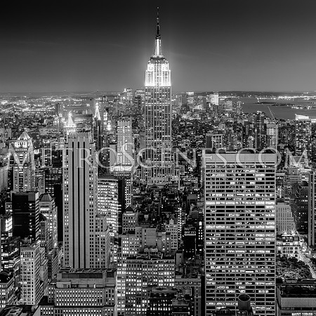Empire State Building at night in Black and White