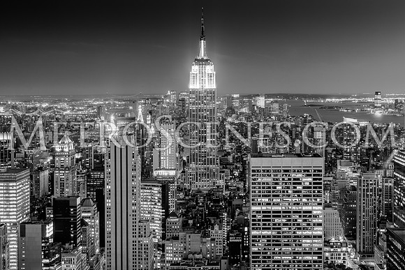 Empire State Building at night in Black and White