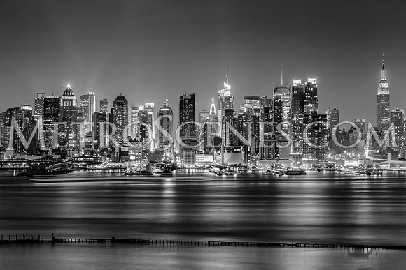 New York Skyline from Weehawken, NJ Black and White