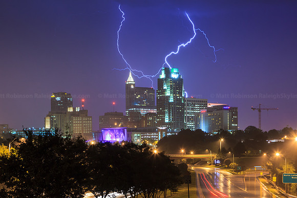 Lightning over downtown Raleigh - June 9, 2014